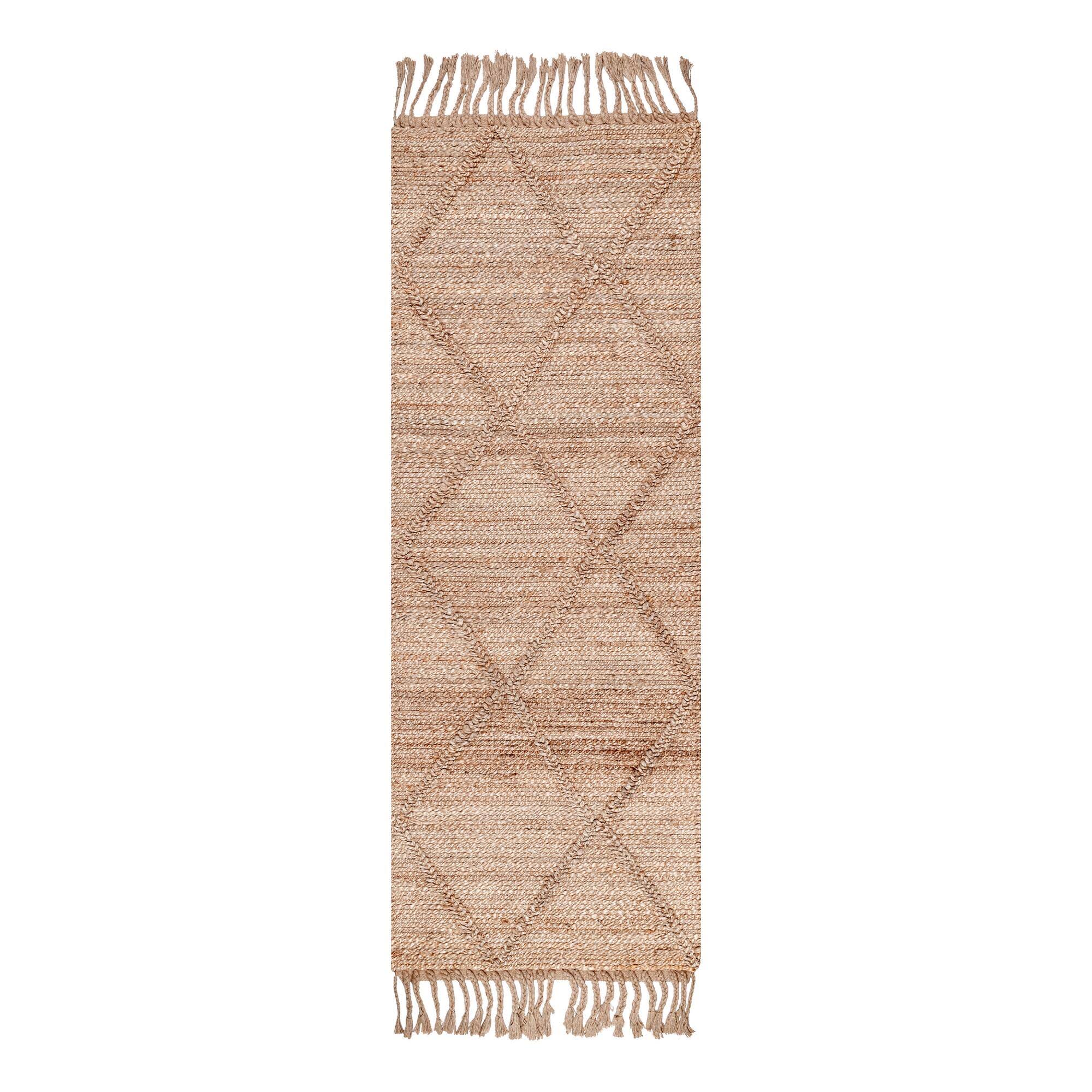 Natural Geometric Braided Jute Floor Runner Z41269