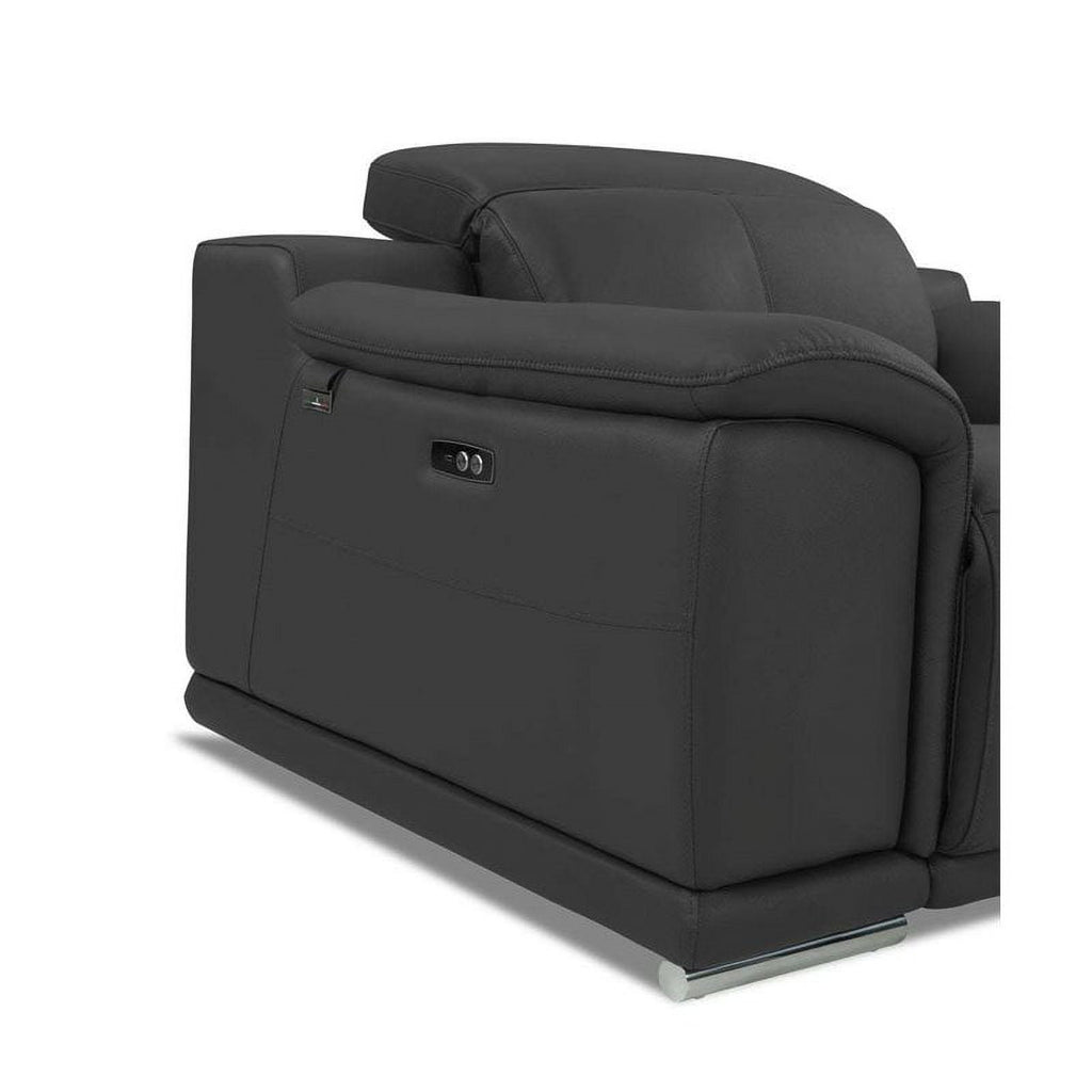 Genuine Italian Leather Power Reclining Chair in Dark Gray L18320
