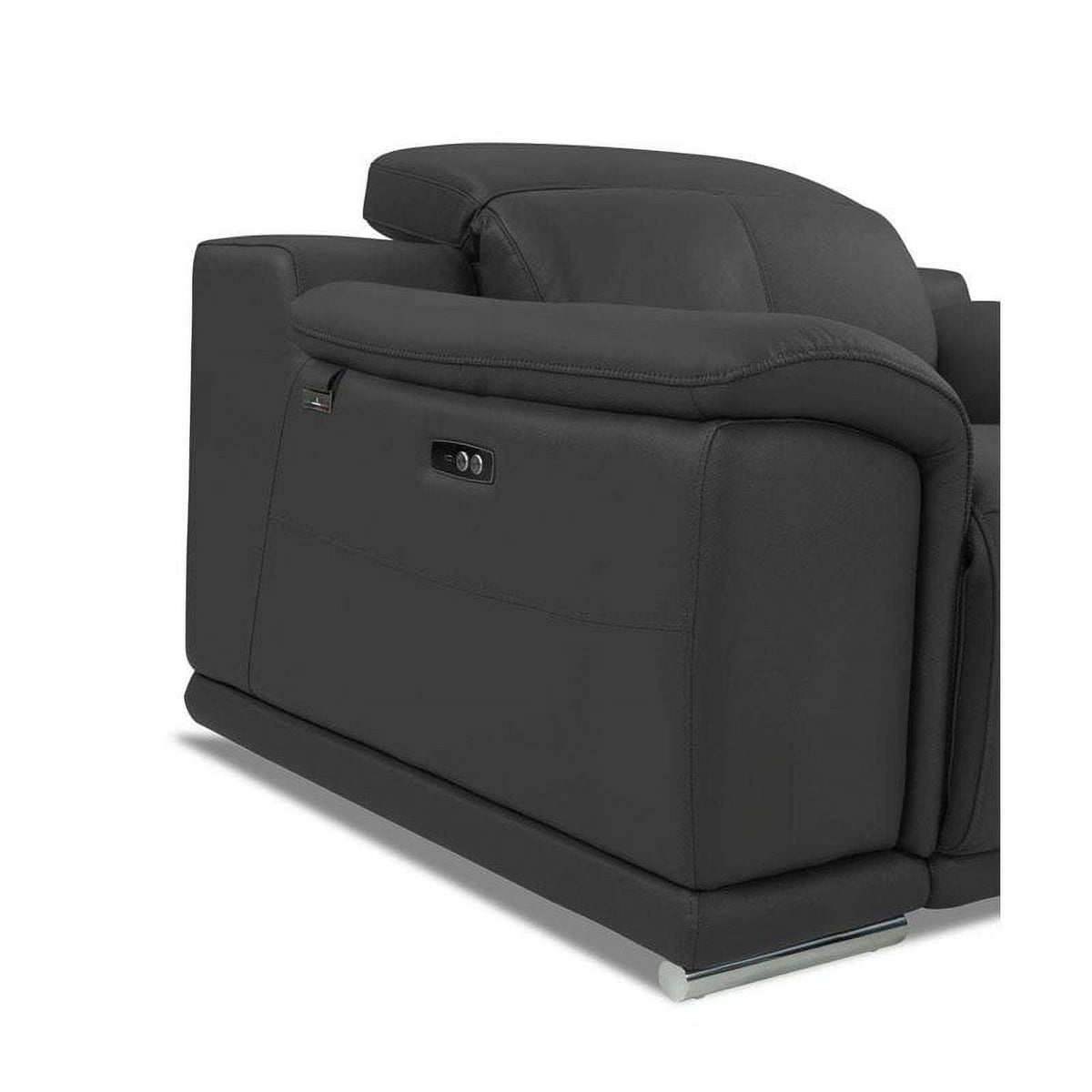 Genuine Italian Leather Power Reclining Chair in Dark Gray L18320