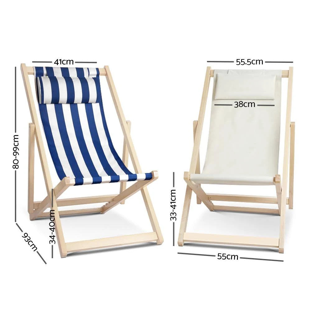 Blue & White Folding Beach Sling Chair E878101