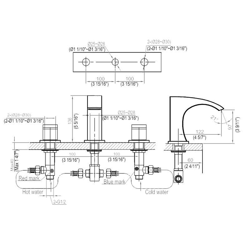 Brushed Nickel 3-Hole Widespread Lavatory Faucet H67592