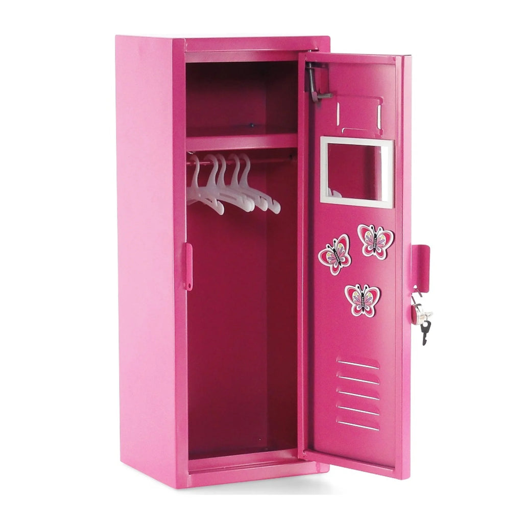 18" Doll Bright Pink Locker with 5 Doll Clothes Hangers C878617