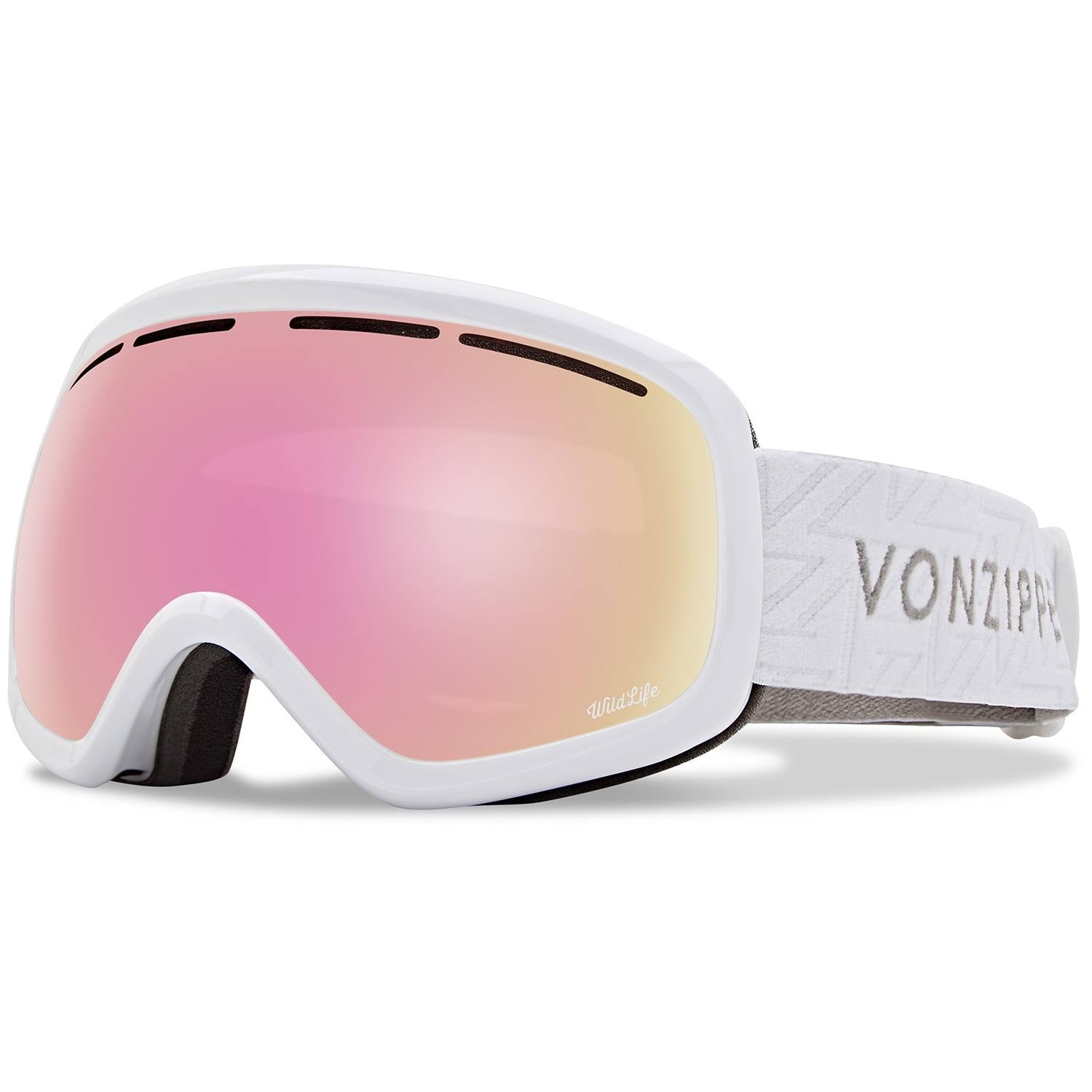 White Gloss Snow Goggles with Chrome Lenses N351