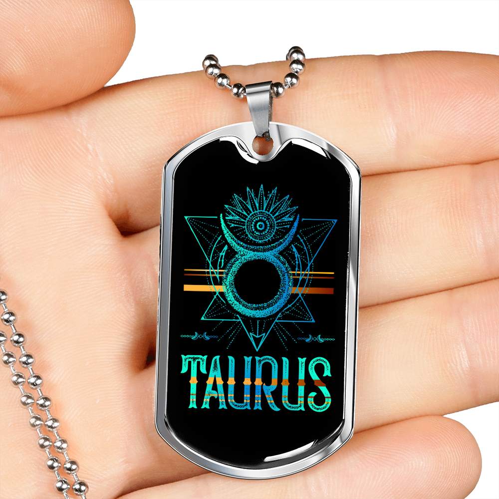 Stainless Steel or 18k Gold Zodiac Necklace with 24" Chain V8761