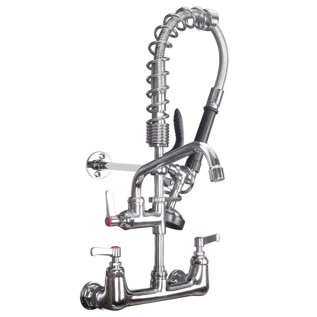 Commercial Wall Mount Kitchen Faucet with Pre-Rinse Sprayer D638184