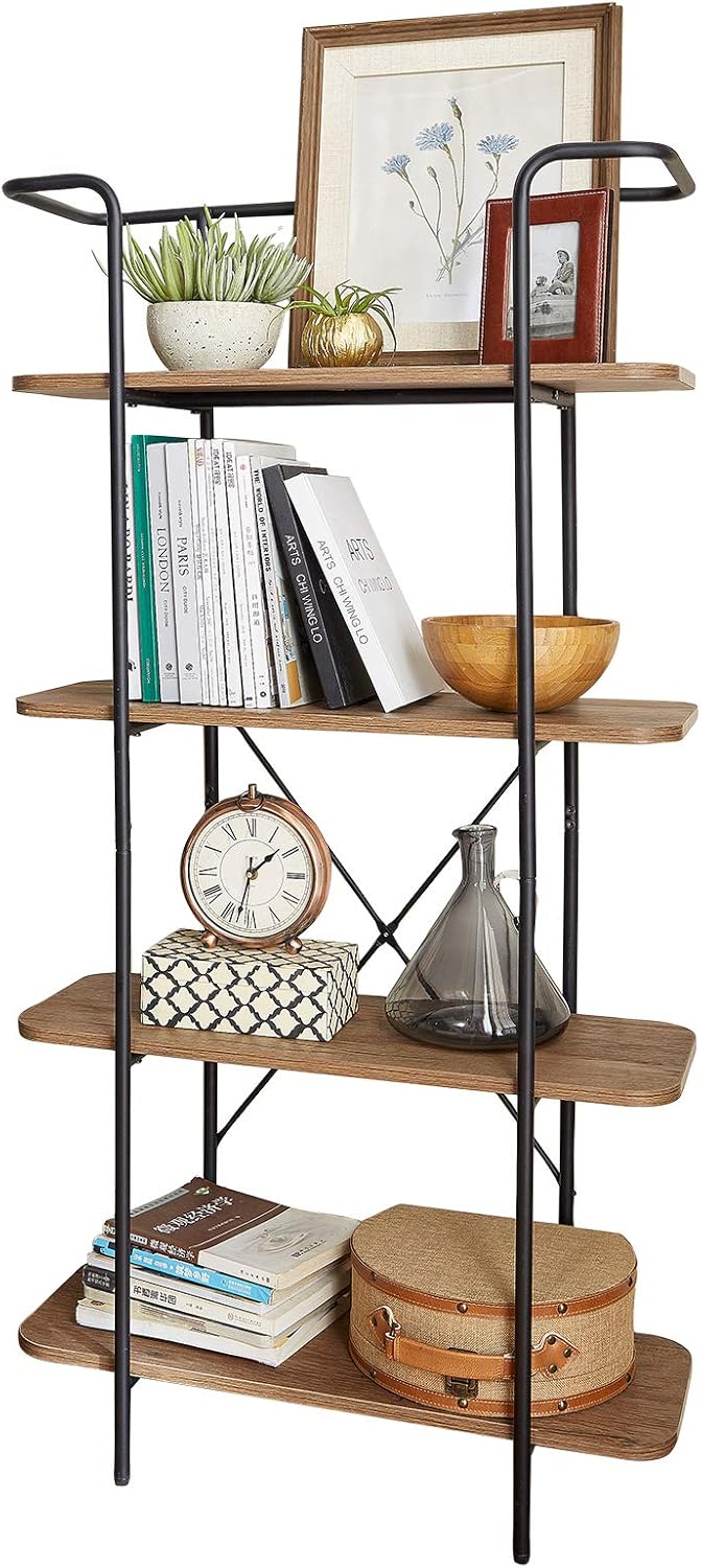 4-Tiers Rustic Oak Ladder Bookcase Q775