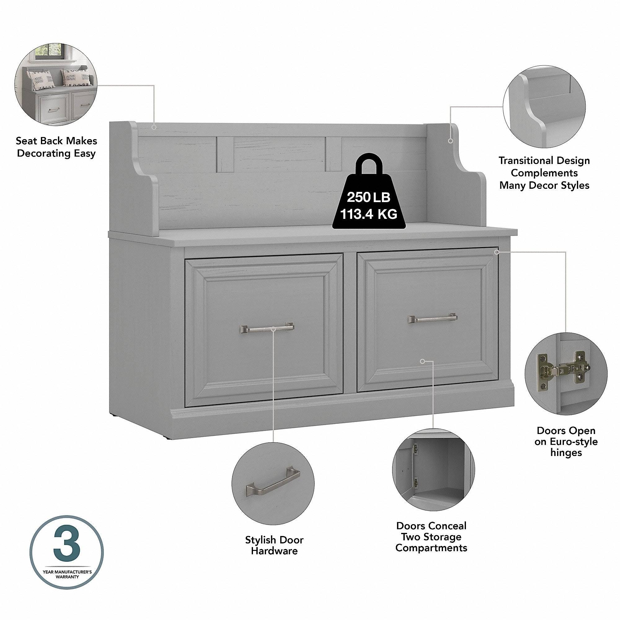 Entryway Bench with Doors in Cape Cod Gray D39017