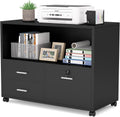 3 Drawer Mobile File Cabinet with Lock and Open Storage Shelves J369
