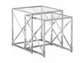 2 Piece Glass Top Nesting End Table Set in Chrome C997