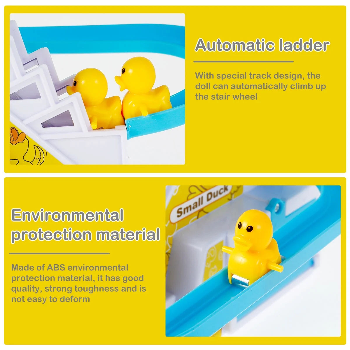 Slide Toy Set with Lights and Music Stair-Climbing Ducklings Track Set Automatic Duck Roller Coaster Toy Electric Duck Escalator Toy with 9pcs Duck Toy G360