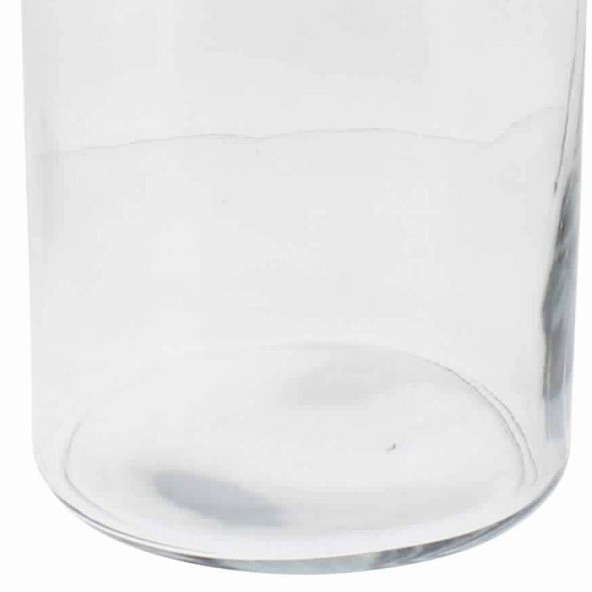 Cylindrical Glass Cannister with Metal Lid, Clear and Antique Gold O83174