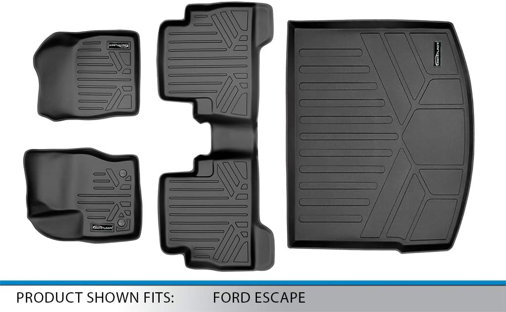 Custom Fit Floor Mats 2 Rows and Cargo Liner Set Black S1973
