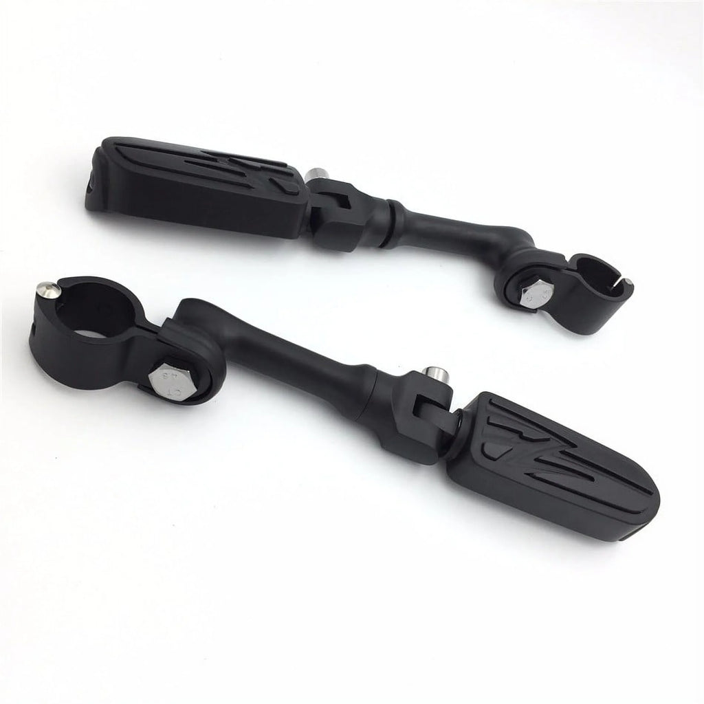 Black Angled Mounting Kit Foot Peg for Bike with 1.25" Front Engine Guard Frame Tube R362011