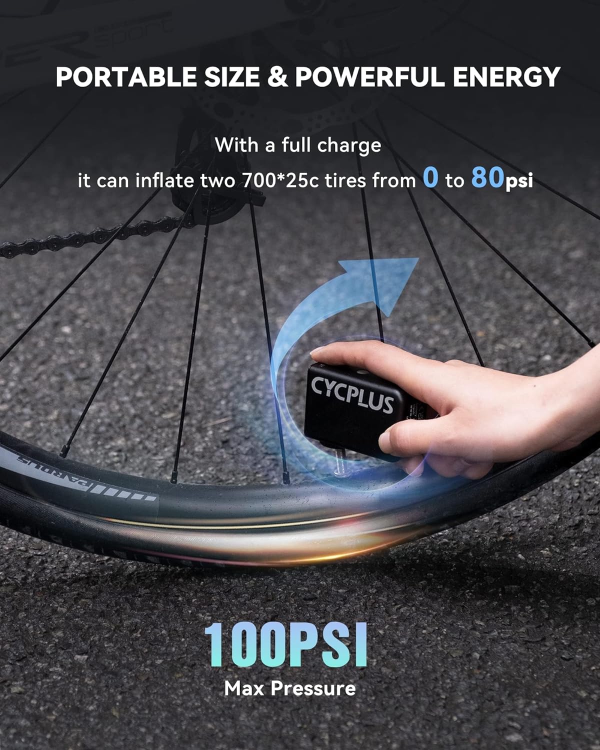 Tiny Electric Bicycle Pump Type-C Rechargeable E3699