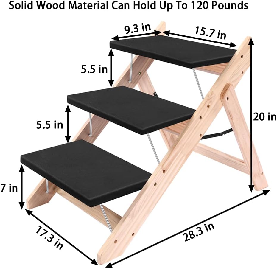 Wood Folding Pet Stairs and Ramp Wide Steps Pack of 2 J855713