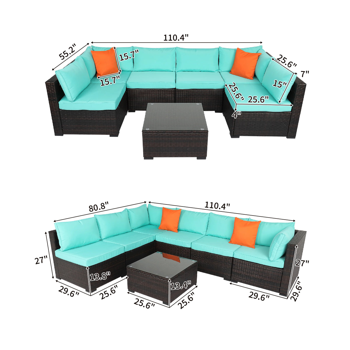 7PCS Rattan Patio Furniture T356981