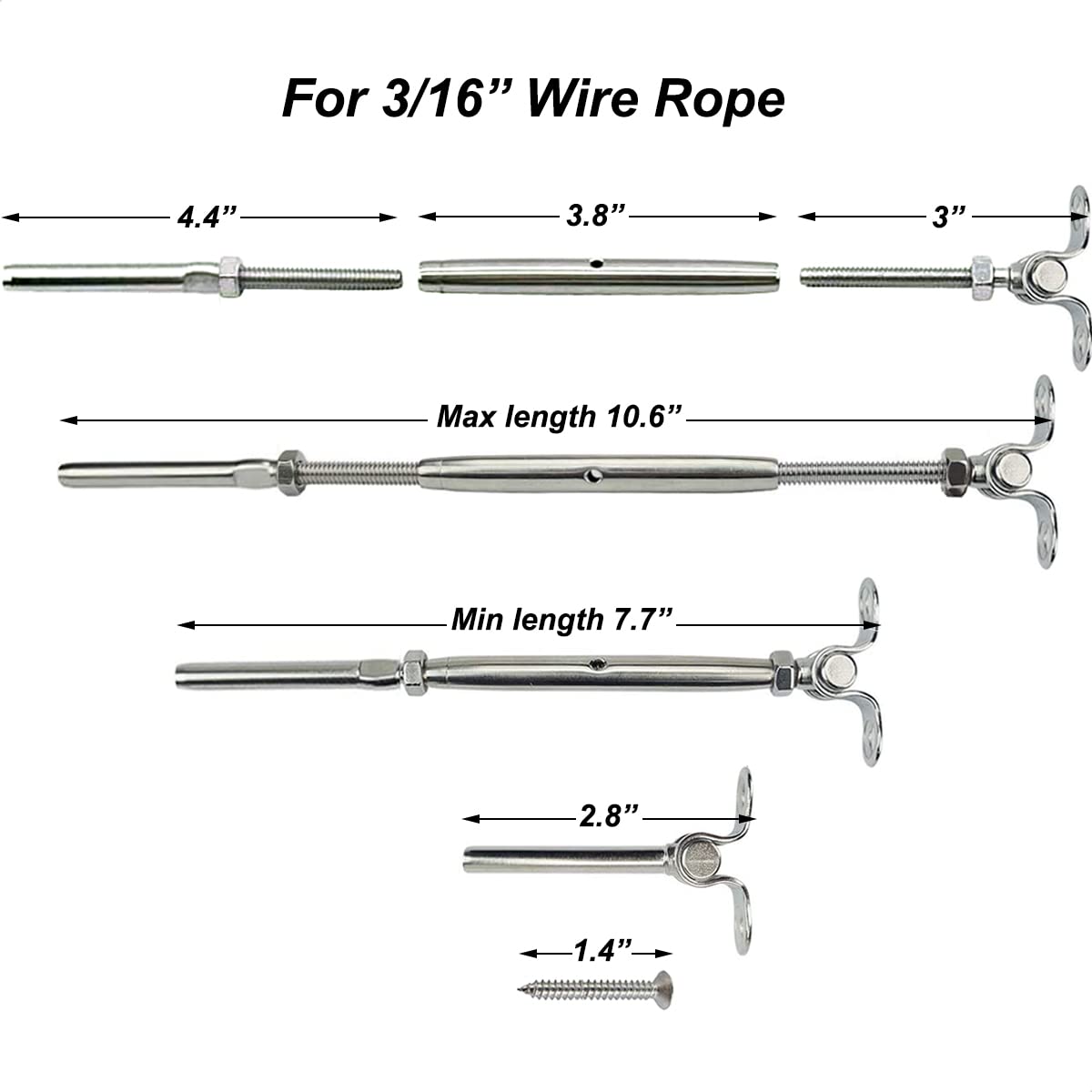 20 Pairs Steel Cable Railing Kit for 3/16 Cable K5422