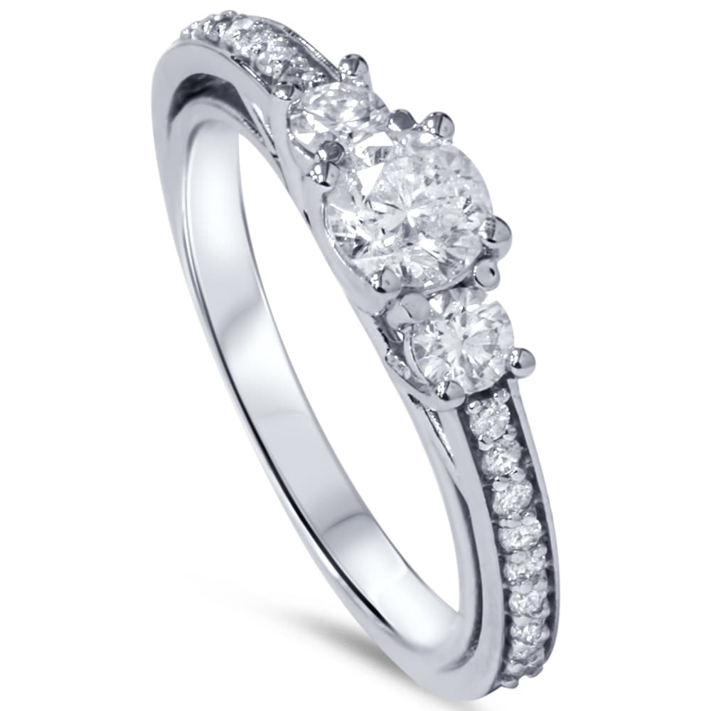 1 1/4ct 3-Stone Diamond Ring 14K White Gold M5515