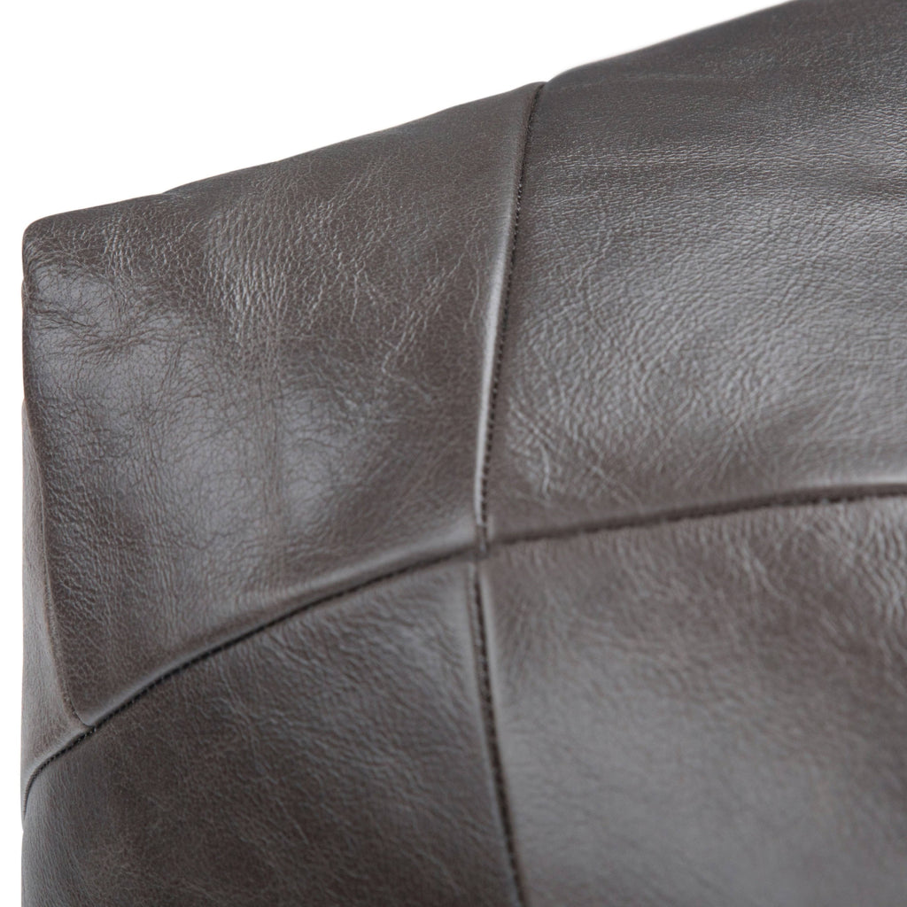 Dark Brown Leather Square Pouf N8565