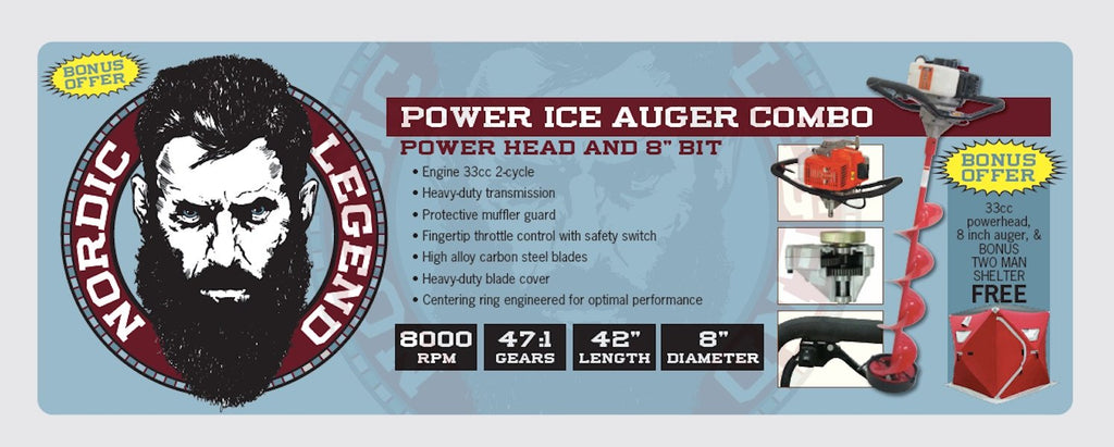Power Ice Auger and Two Man Shelter Combo R9193