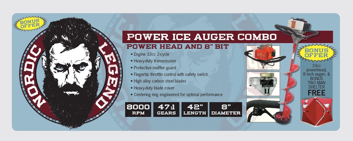 Power Ice Auger and Two Man Shelter Combo R9193