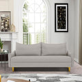 Velvet Loveseat Sofa with 2 Pillows & 4 Golden Legs F677346