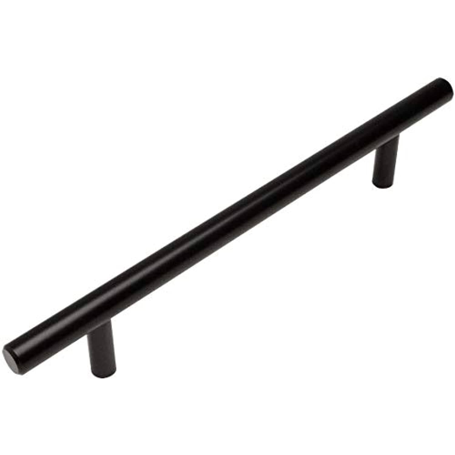 Flat Black Solid Steel 3/8 inch Slim Line Euro Style Cabinet Hardware Bar Pull 5 inch R43065