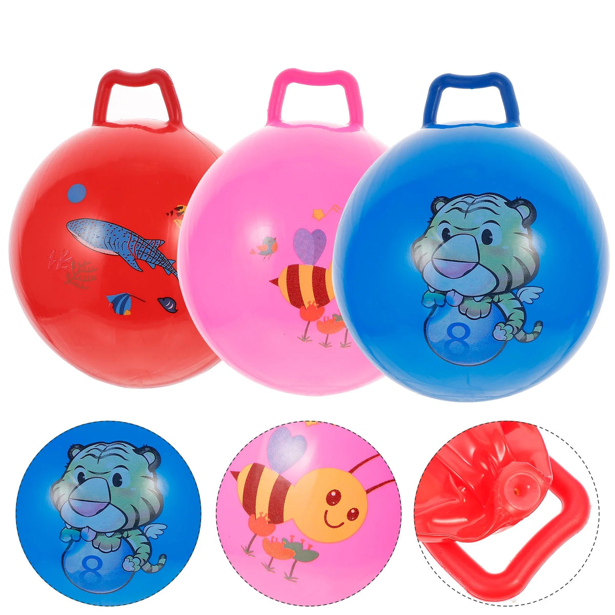 3Pcs Inflatable Hopper Balls with Handle X9482