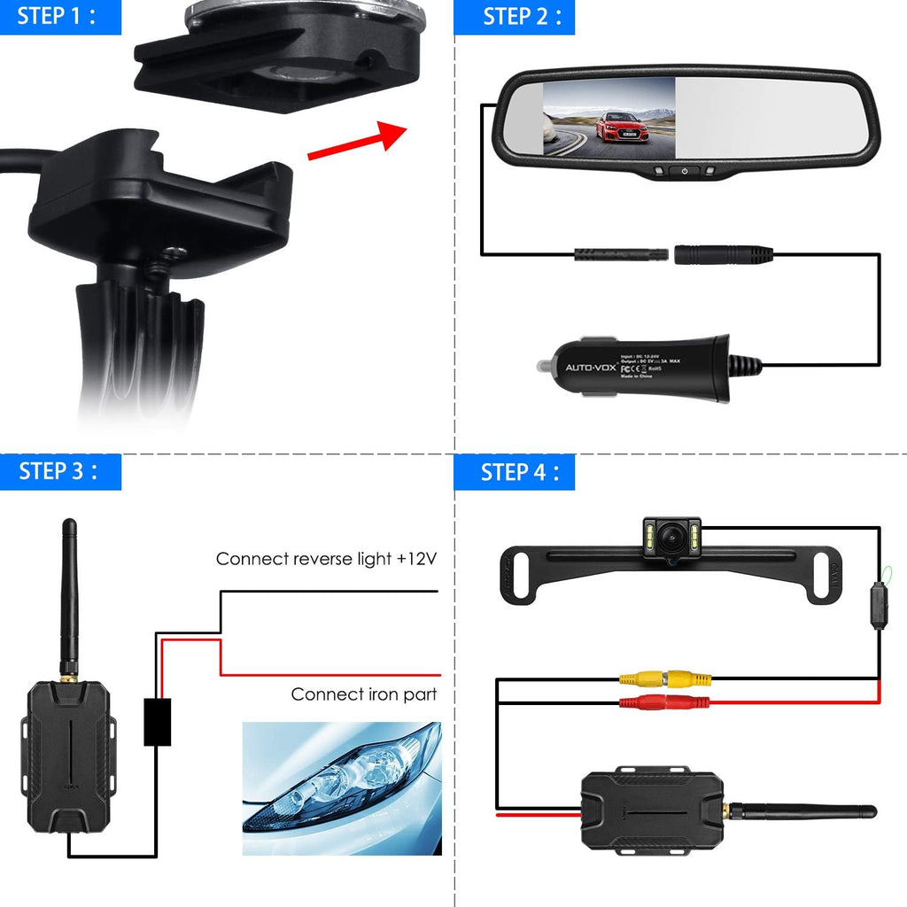 Wireless Backup Camera with Rear View Mirror Monitor J717848