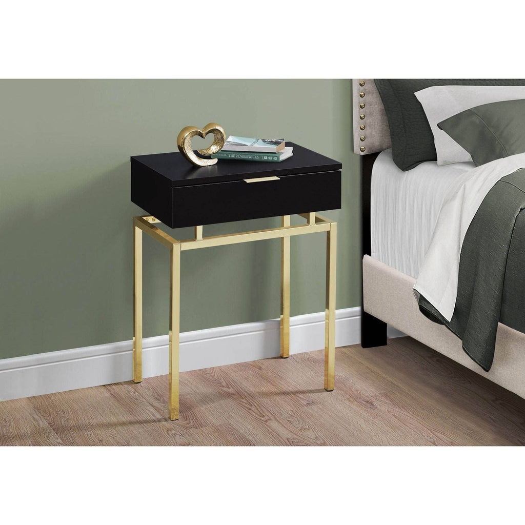 24x22H Accent End Table with Gold Metal Base Cappuccino Y2569