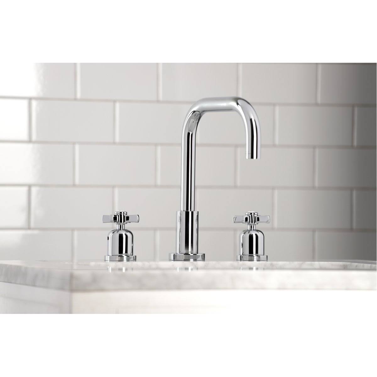 Matte Black Widespread Bathroom Faucet with Brass Pop-Up D271057