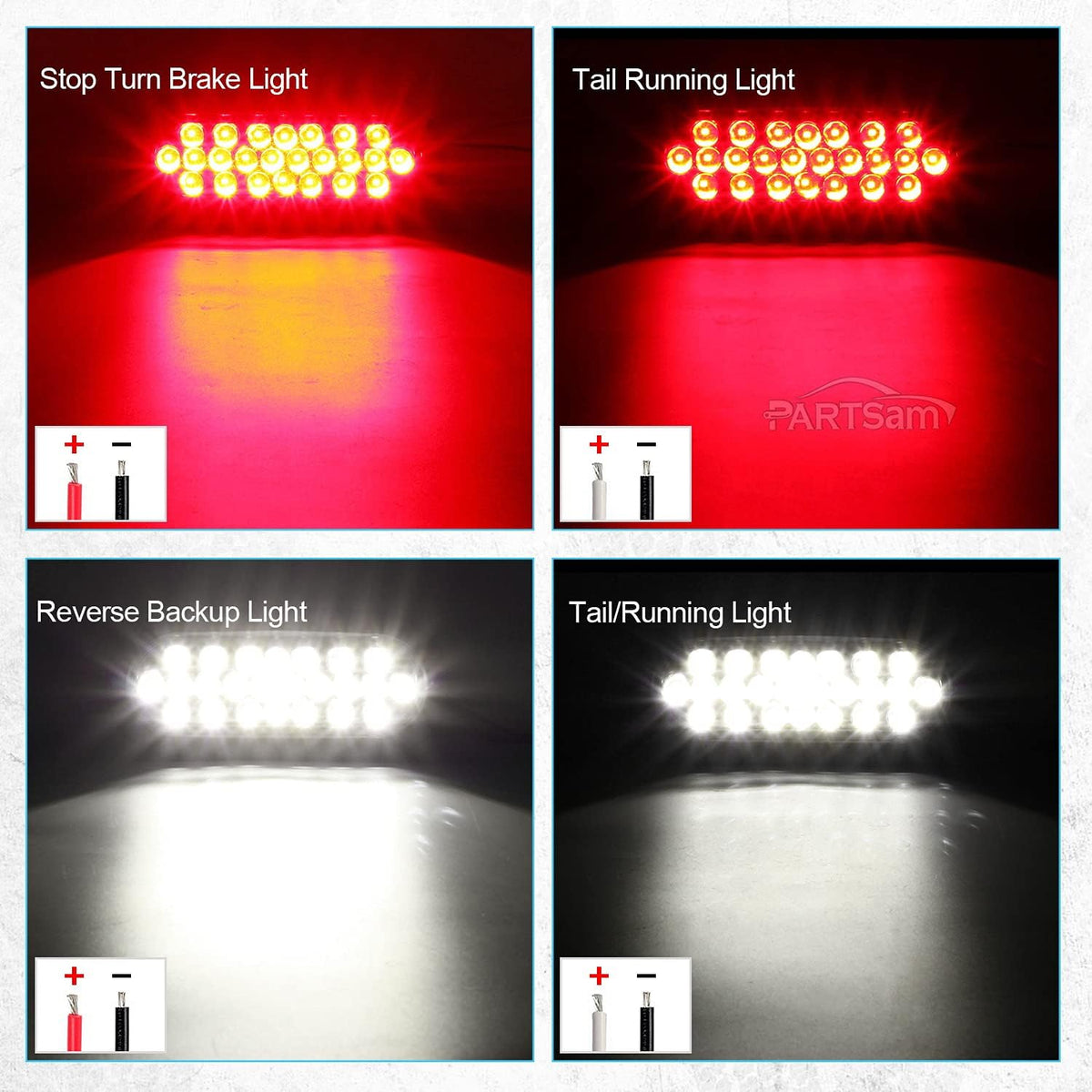 2xRed + 2xWhite 6 LED Oval Stop Turn Tail Lights Brake Backup Reverse Light Kit Waterproof 12V Sealed 6 Inch Oval LED Trailer Tail Lights Grommet Mount Pack of 2 A909