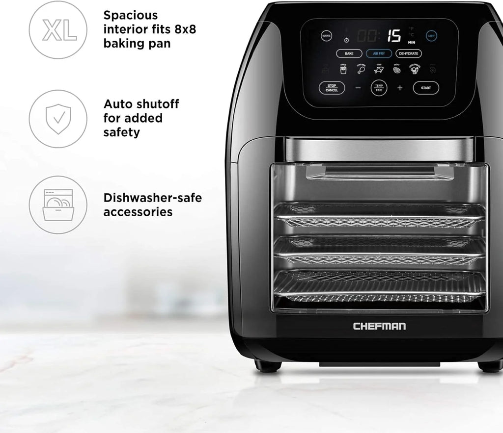 Black Digital Air Fryer with Rotisserie, 100 Pack Disposable Parchment Paper Liners Z611496