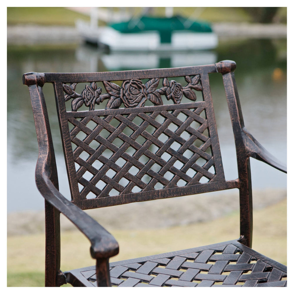 Set of 2 Cast Aluminum Patio Barstool Copper Y1335