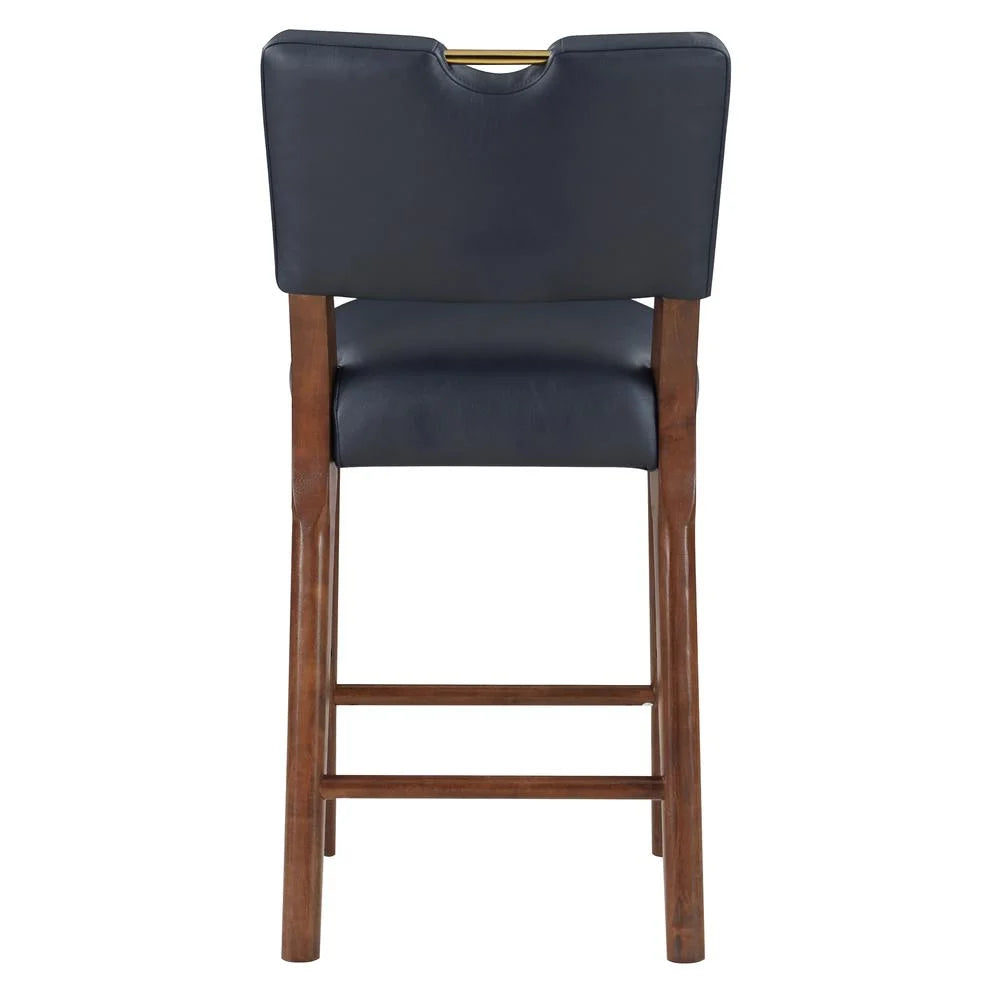 Blue Faux Leather Wood Counter Stool F713417