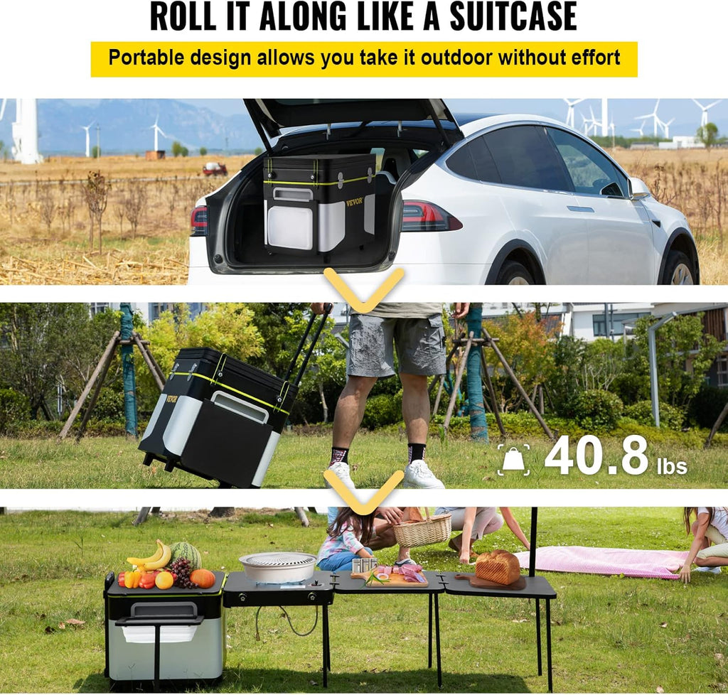Black Portable Outdoor Cooking Station with Wheels N476