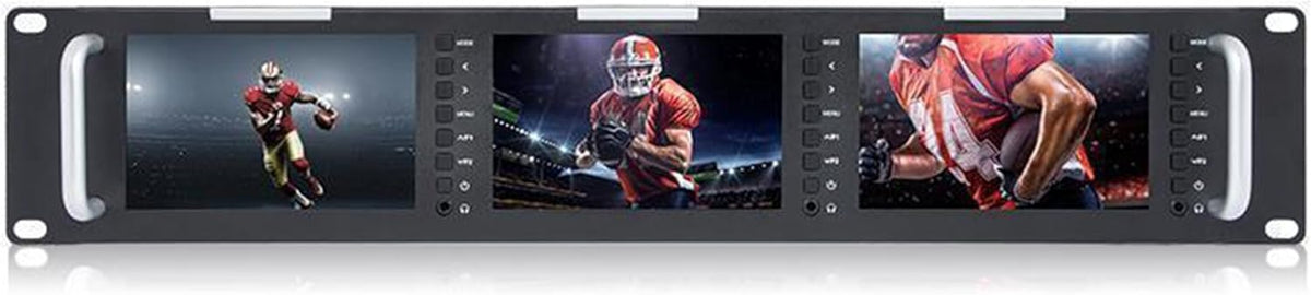 Triple 5 Inch 800x480 Pixel Rack Mount LCD Monitor with 3G-SDI, HDMI, AV Input and Output with Microfiber Cloth U771864