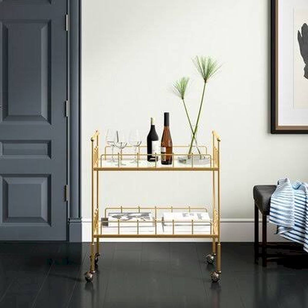 Gold 2-Tier Rectangular Bar Cart W264746