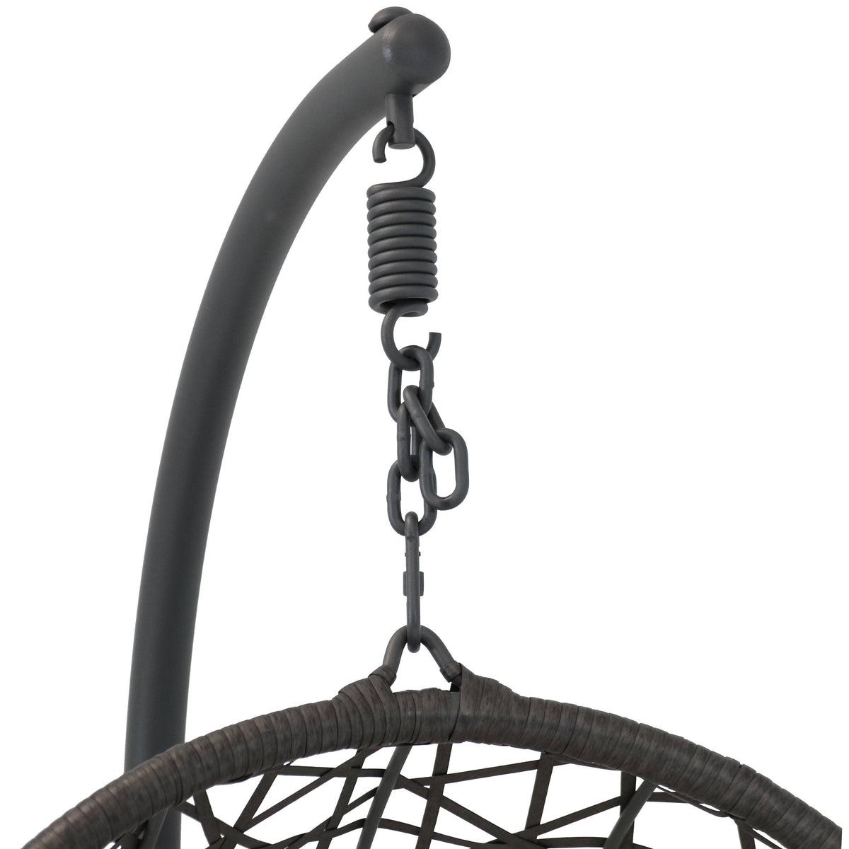 Gray Hanging Egg Chair with Stand - Resin Wicker L986