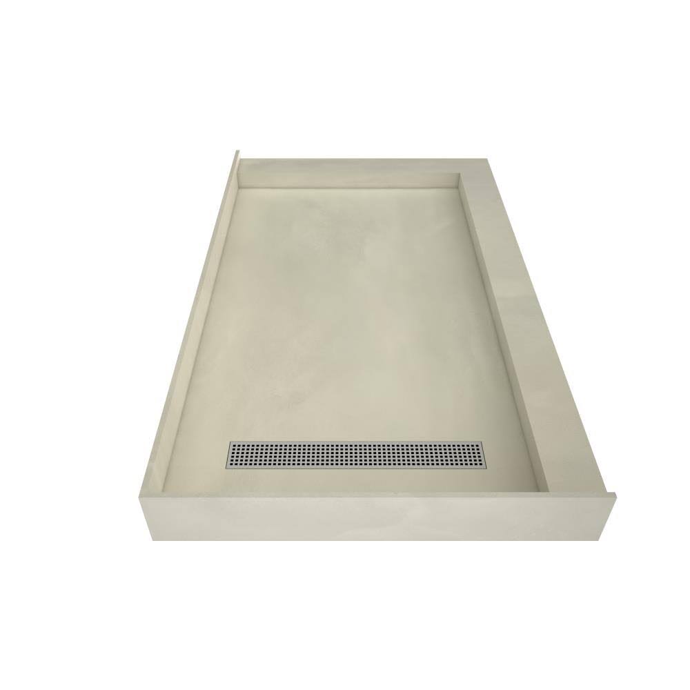 Double Threshold Shower Base with Drain Grate Tile Redi B62075