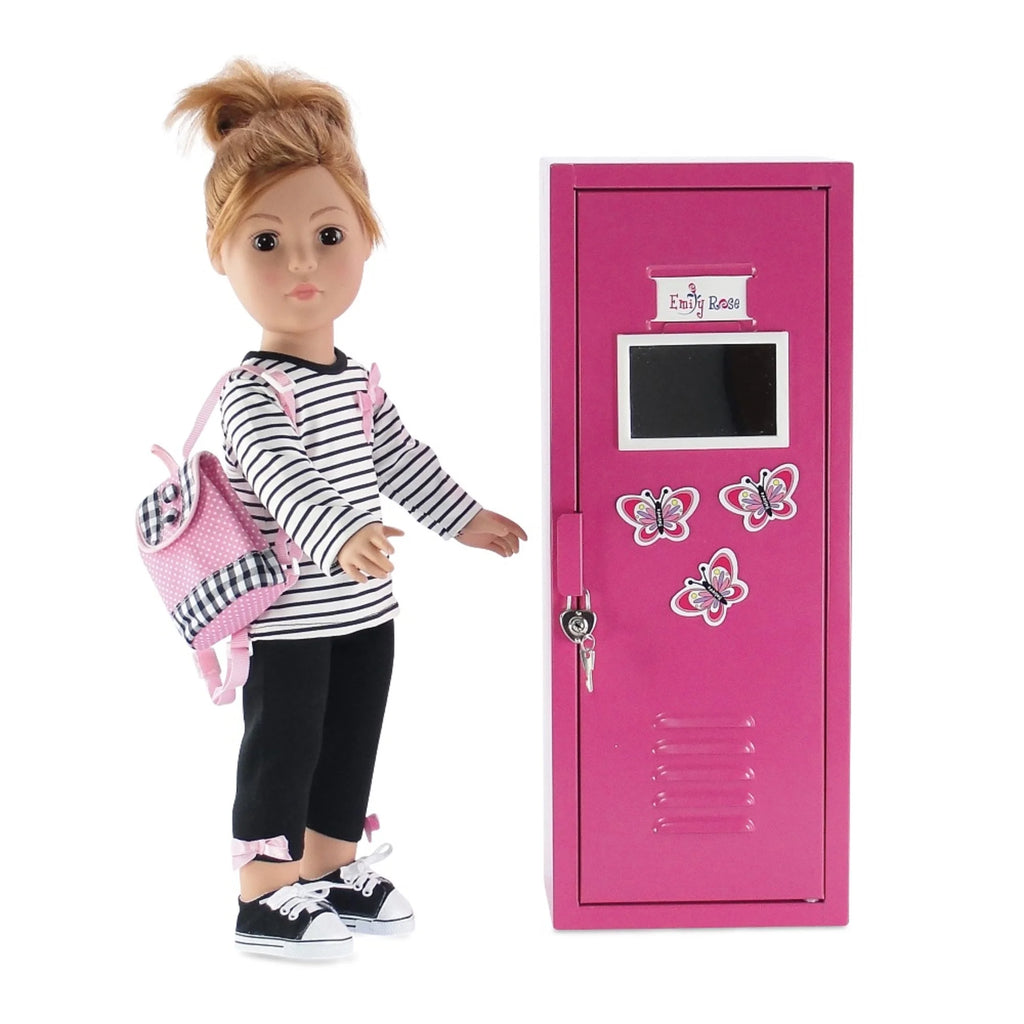 18" Doll Bright Pink Locker with 5 Doll Clothes Hangers C878617