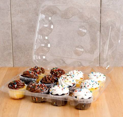 12-Compartment Clear Cupcake Container, 12-Pack N807876