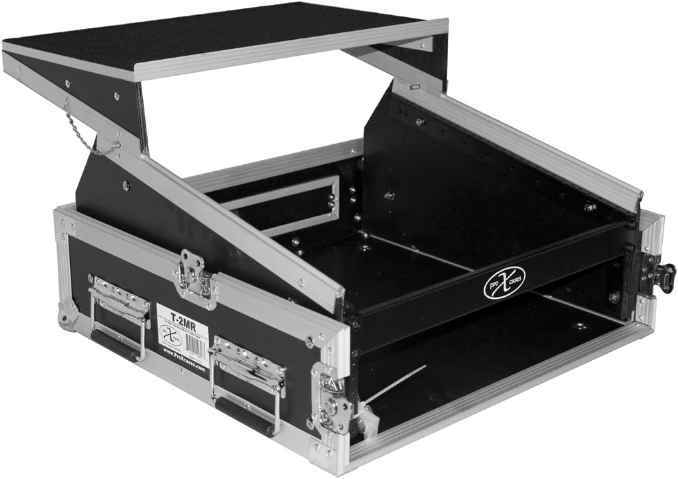 2 Space 10U Slant DJ Mixer Combo Rack with Sliding Laptop Shelf M39042