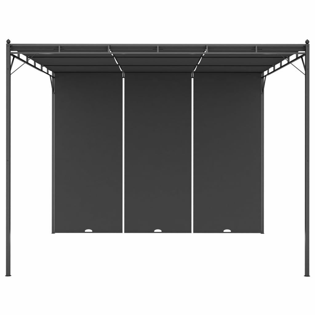 Garden Gazebo with Side Curtain Steel Frame Sun Shade Shelter 118.1 x 118.1 x 88.6 Inches O52213