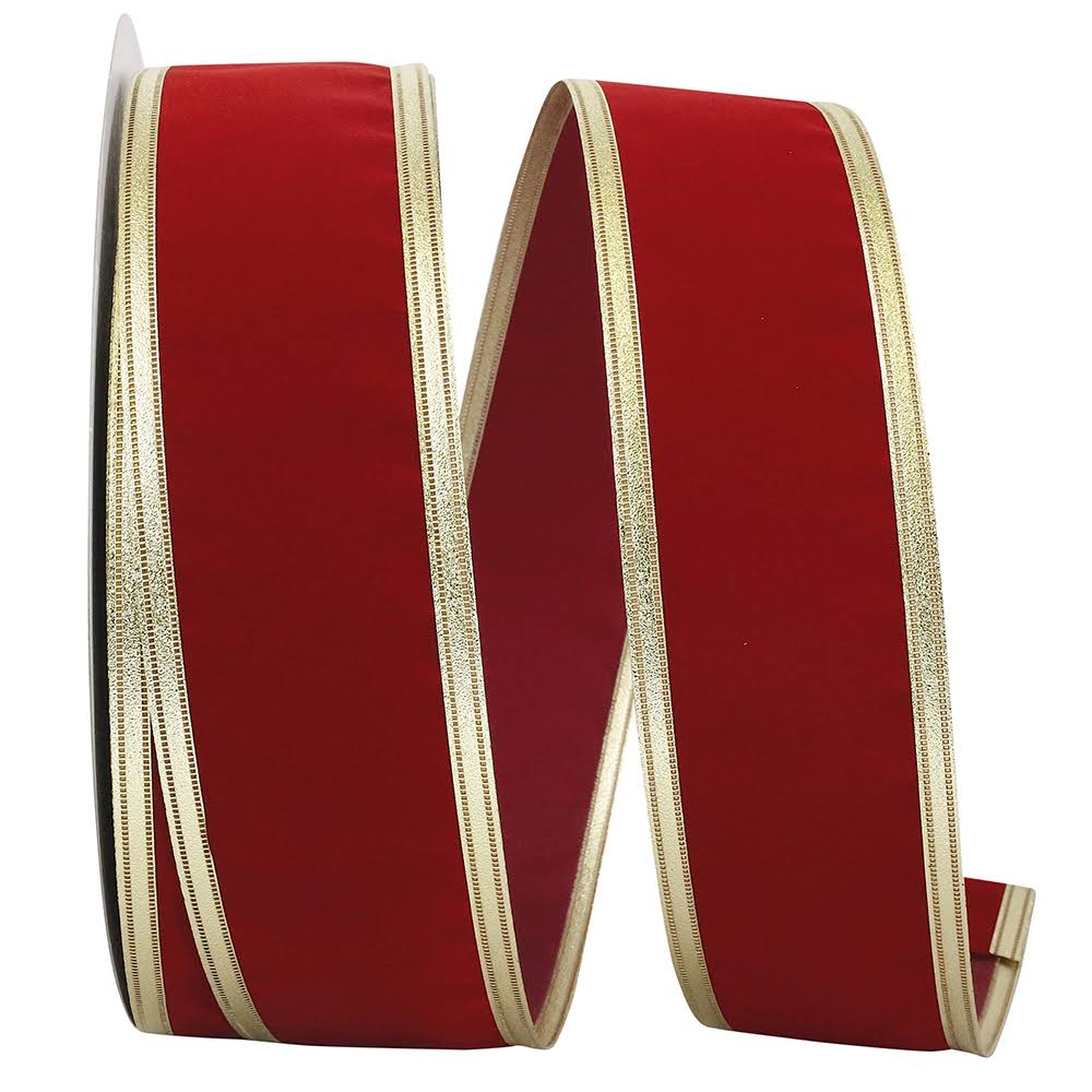 Scarlet 2.5 in. x 50 Yards Velvet Wired Edge Ribbon Y347263