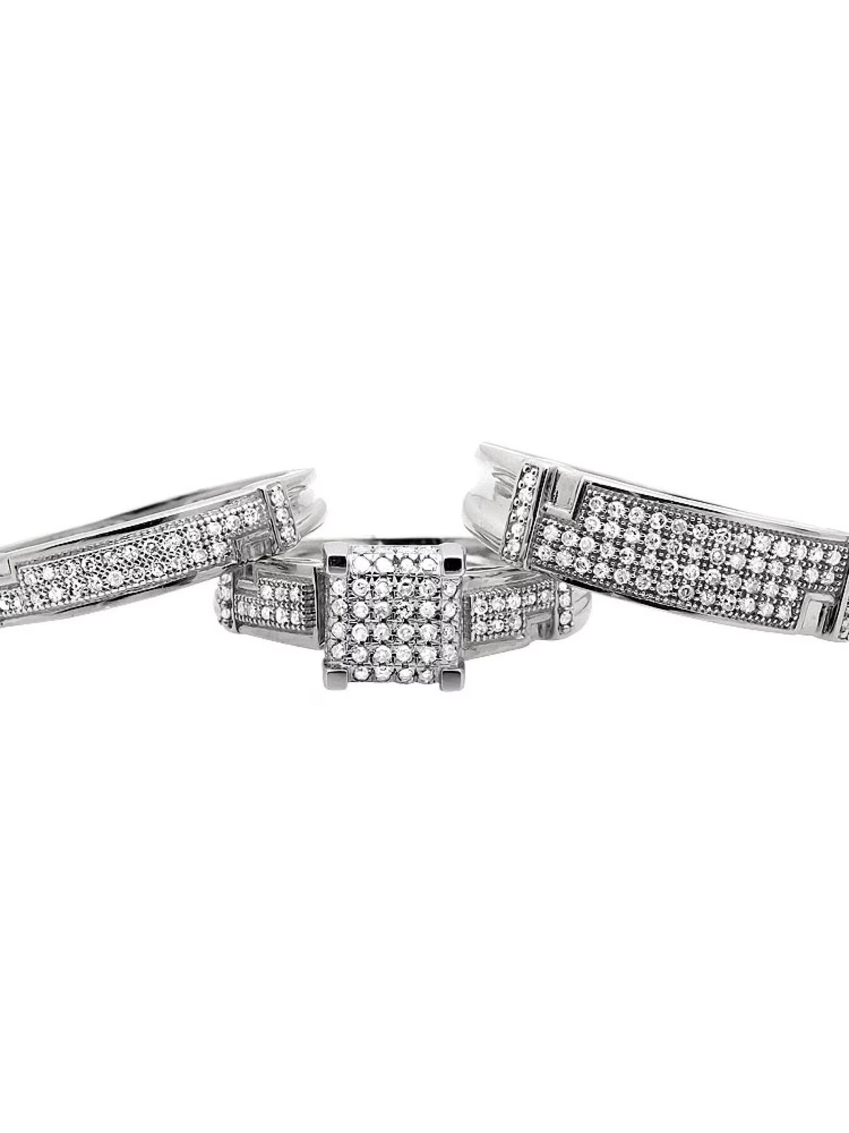 10K White Gold Diamond Trio Engagement Ring 0.50 Ct W649884