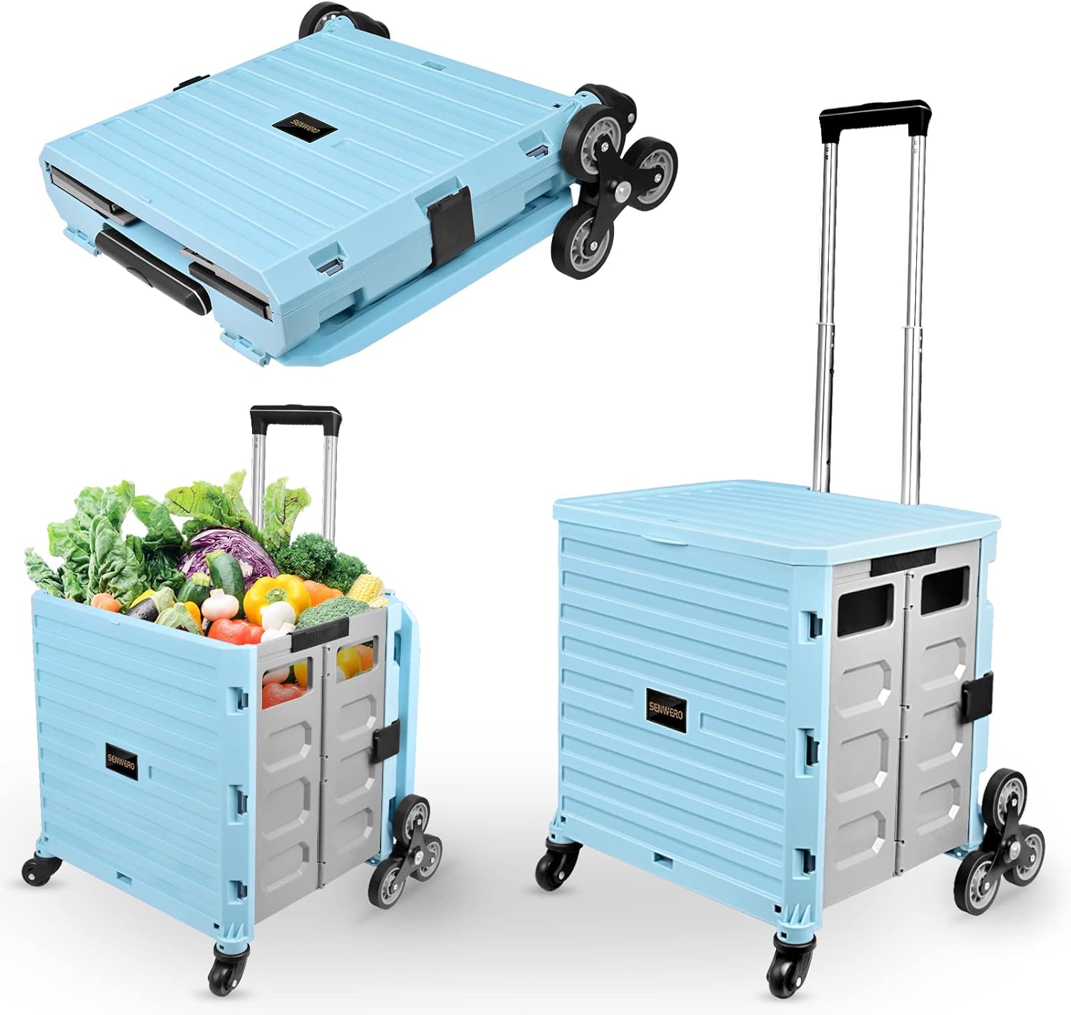 Foldable Utility Cart with Wheels Blue N14012