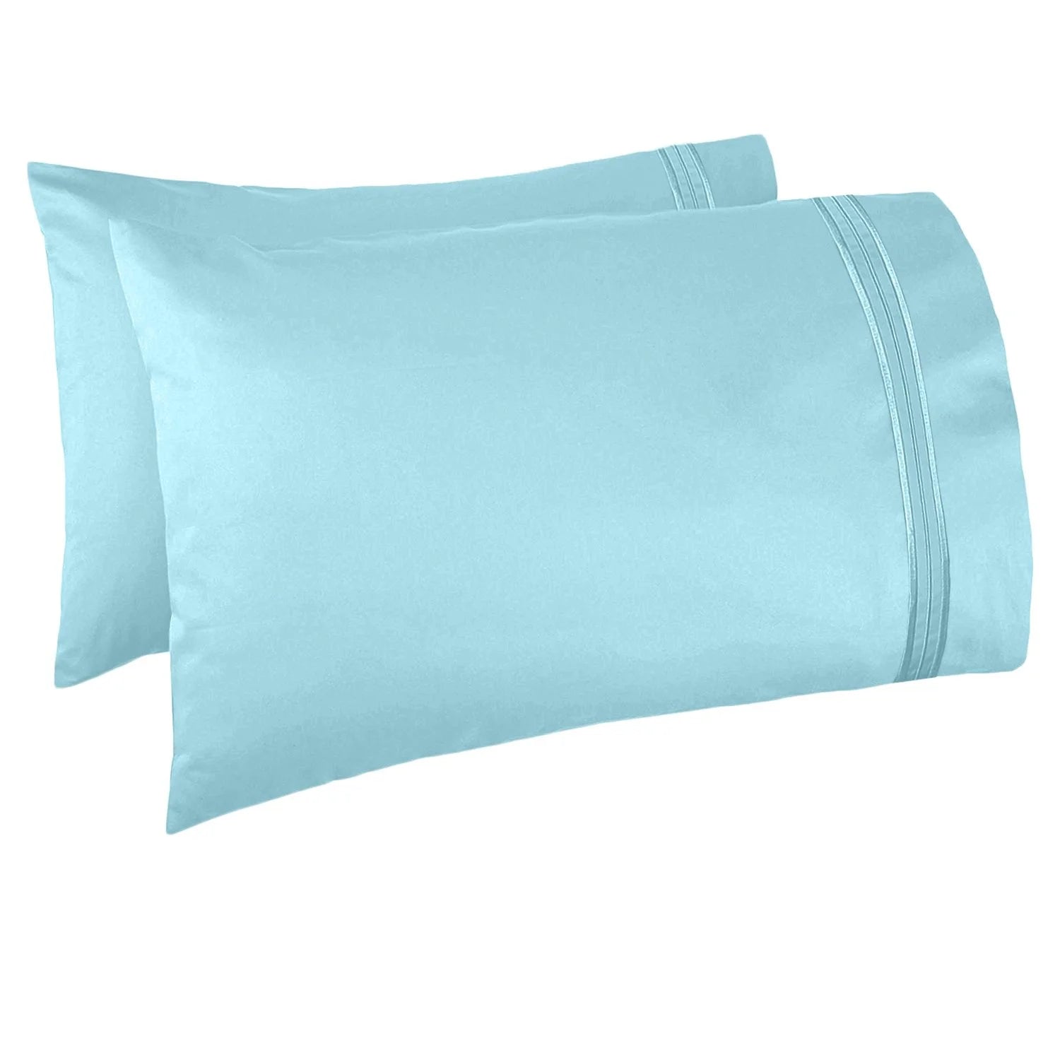 6 Piece Full Microfiber Bed Sheet Set with Extra Pillowcases, Deep Pockets Fitted Sheet, Aqua Light Blue Y958
