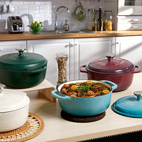 Enameled Cast Iron Dutch Oven Pot with Lid 3-Quart (Red) G125