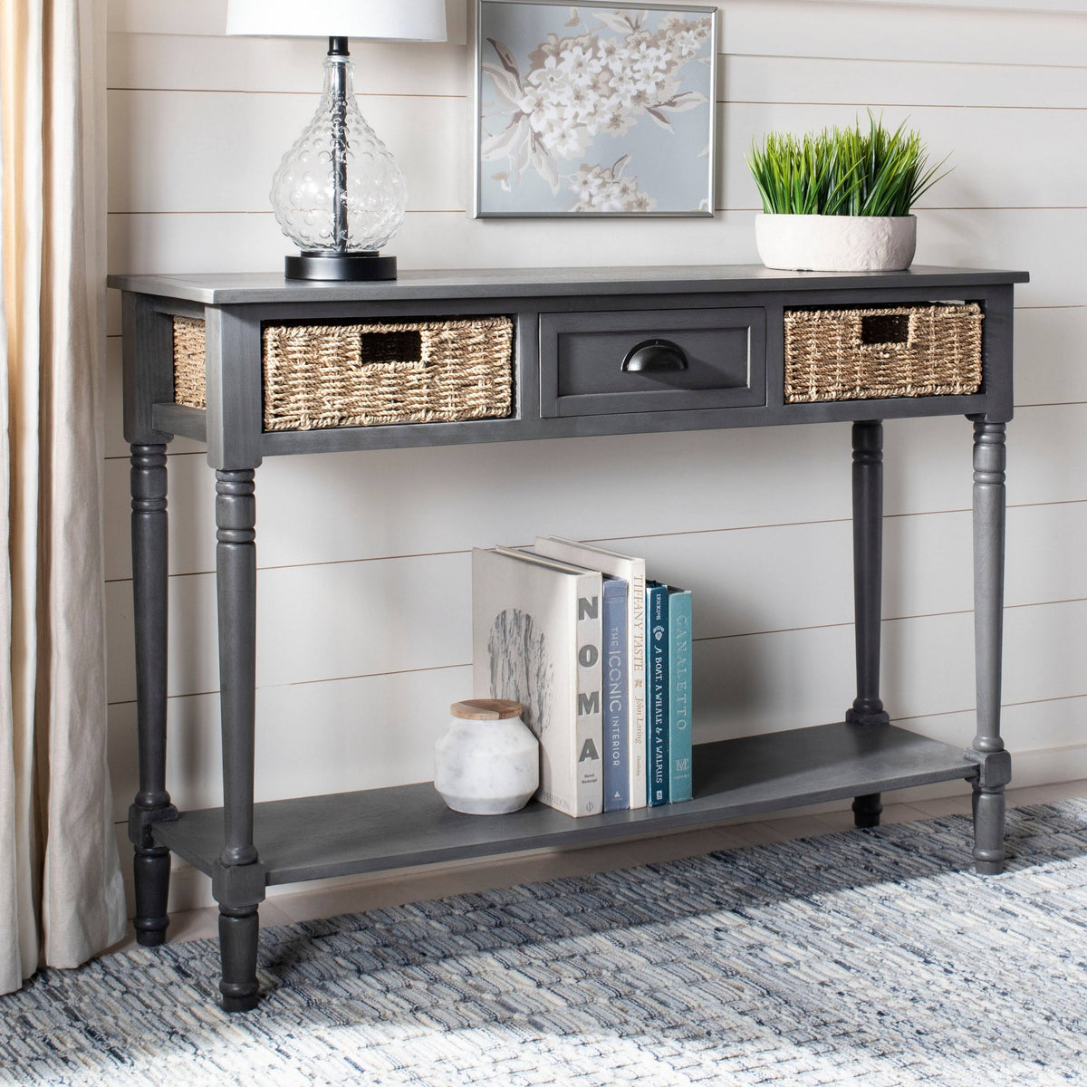 Wicker Console Table with Storage H939